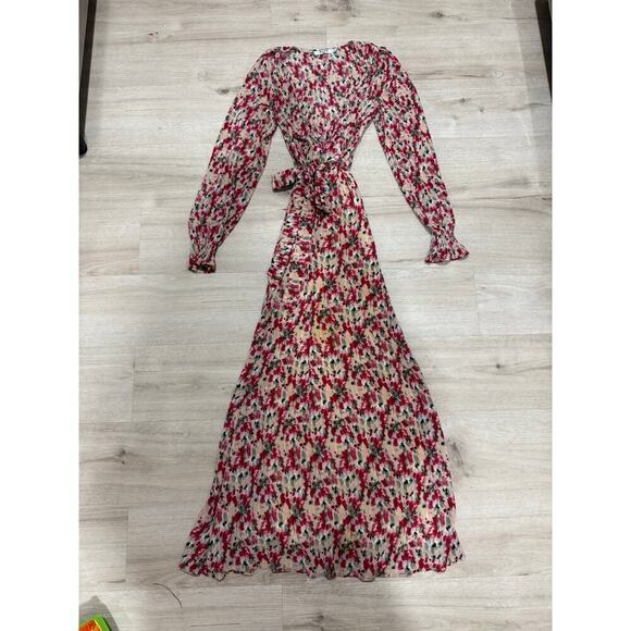 NA-KD Structured Overlap V Neck Maxi Dress Floral Print Long Sleeve Size 34 XS - Picture 2 of 12